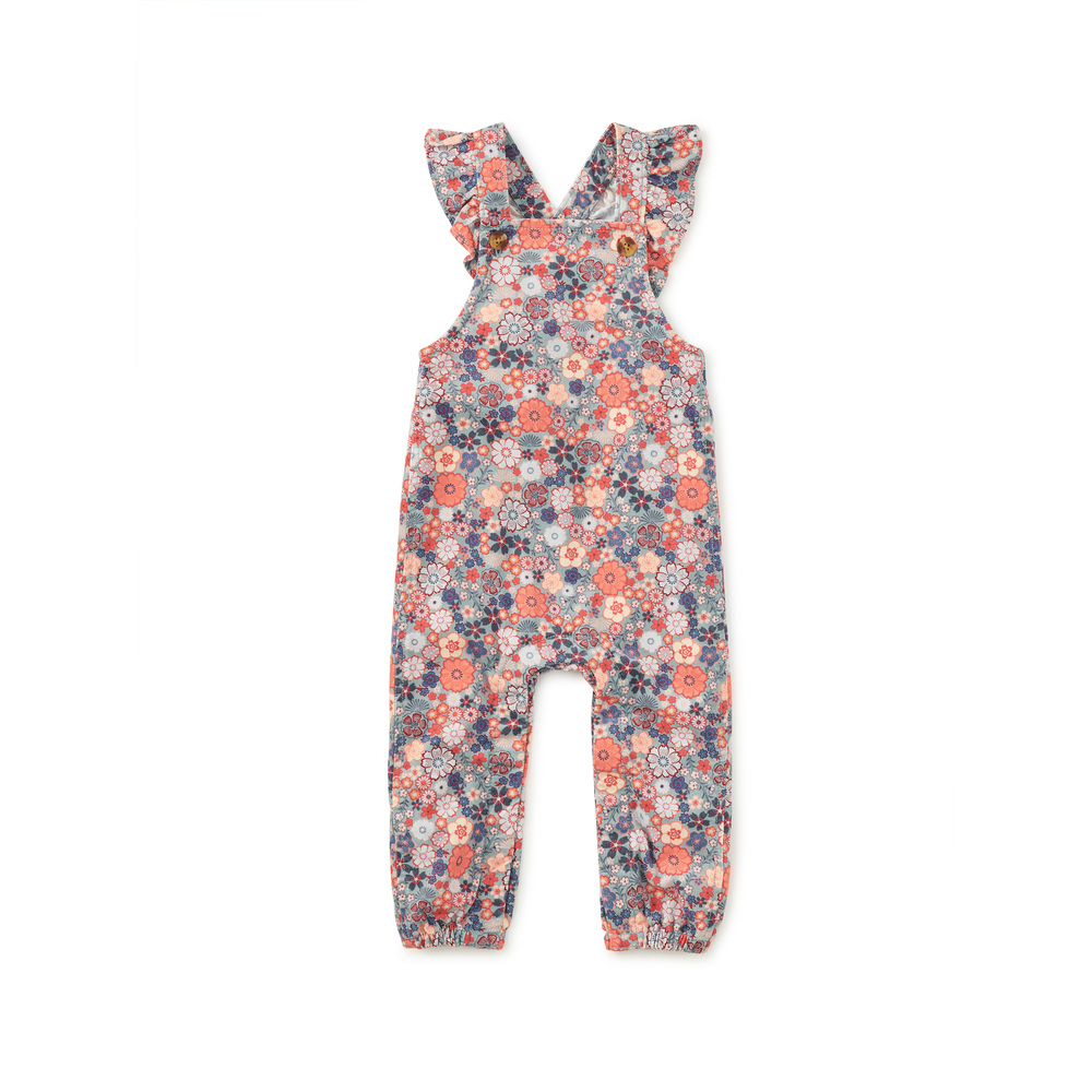 Tea Collection Girls Blue | Pink Floral Overalls size: 6-9 Months
